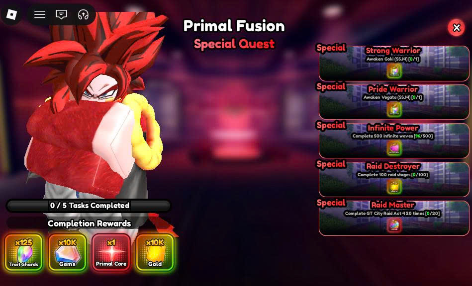 Cày full quest Primal Fusion Goku ( yêu cầu có sẵn Goku + Vegeta )